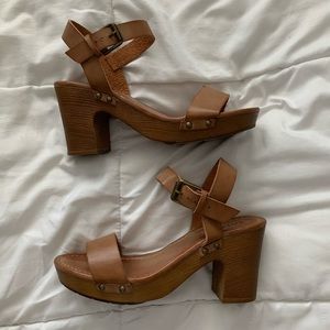 Tan block heels